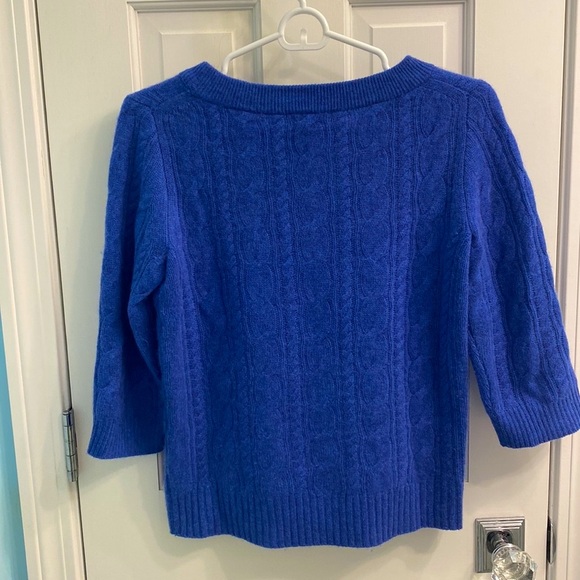 Sapphire blue J Crew Cashmere sweater with 3/4 sleeves - Picture 2 of 6
